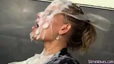 Play Bukkake baby gets mussy