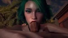 Reproduzir Garota gostosa fumante com cabelo verde dando um boquete desleixado no pov - pornografia 3d